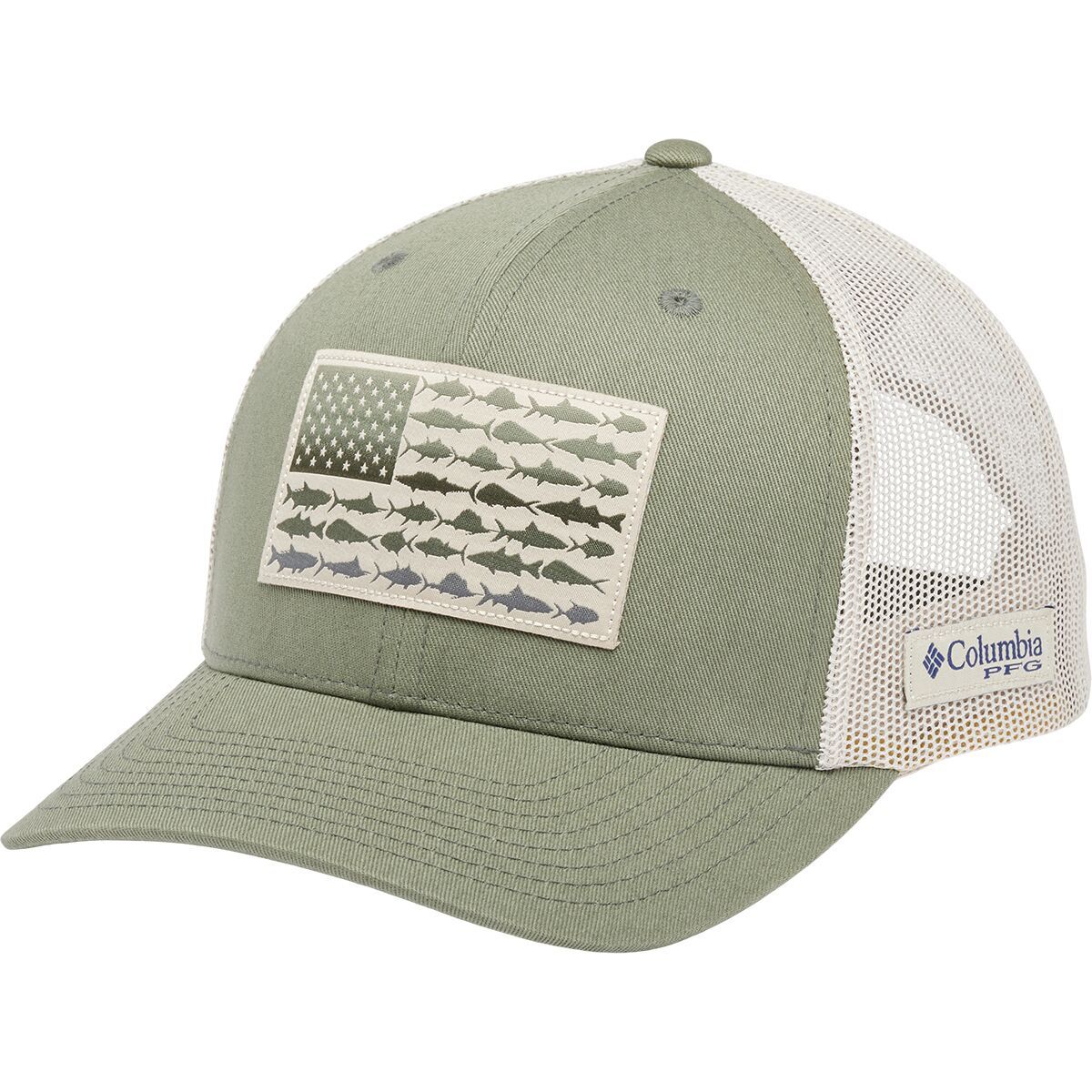 Columbia PFG Mesh Fish Flag Snap Back Trucker Hat Cypress/Fossil, One Size