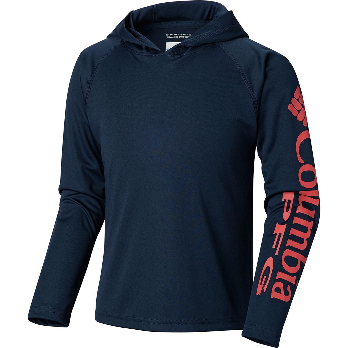 Columbia Terminal Tackle Hooded Shirt - Boys' Collegiate Navy/Sunset Red, L