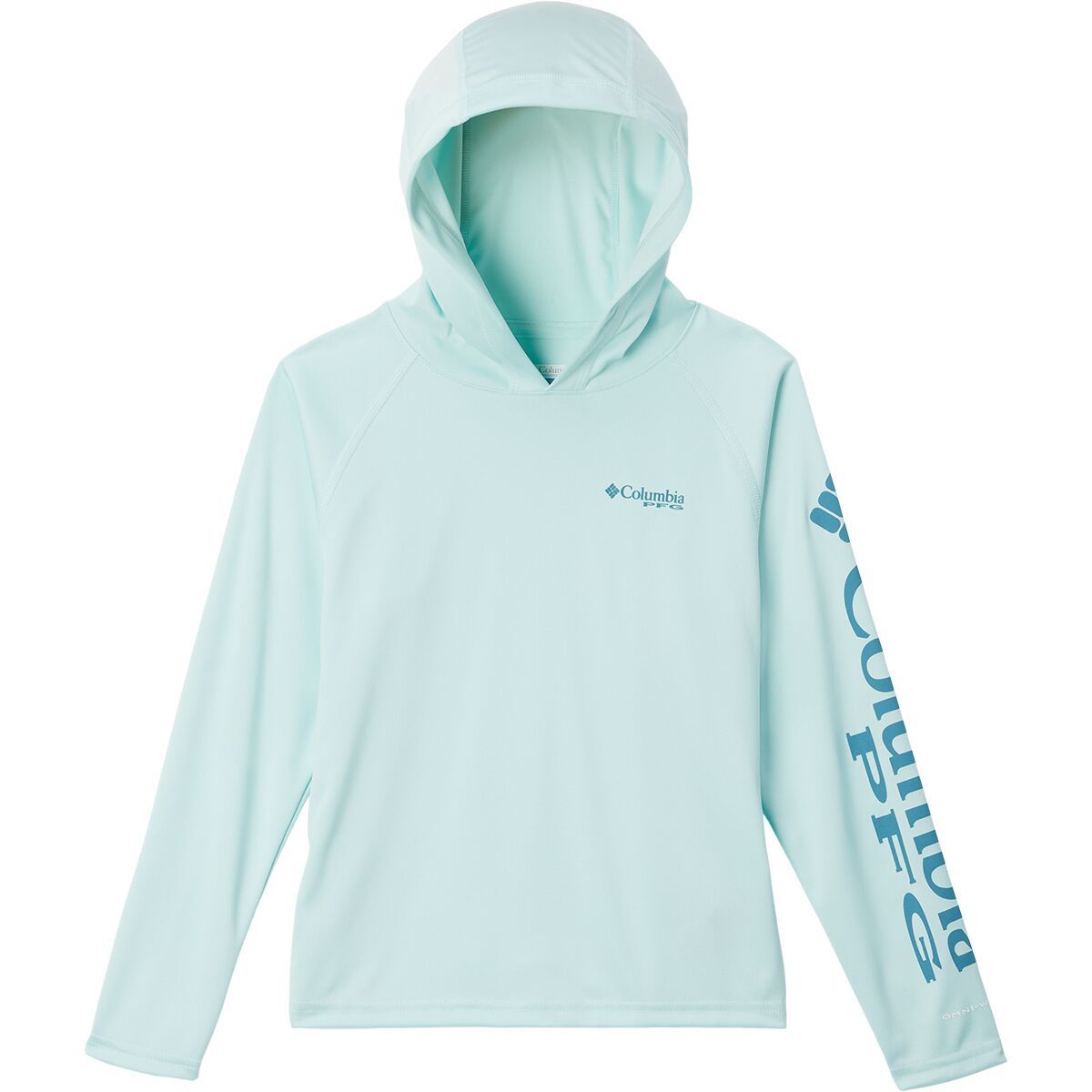 Columbia Terminal Tackle Hooded Shirt - Boys' Icy Morn/Canyon Blue Logo, XXS