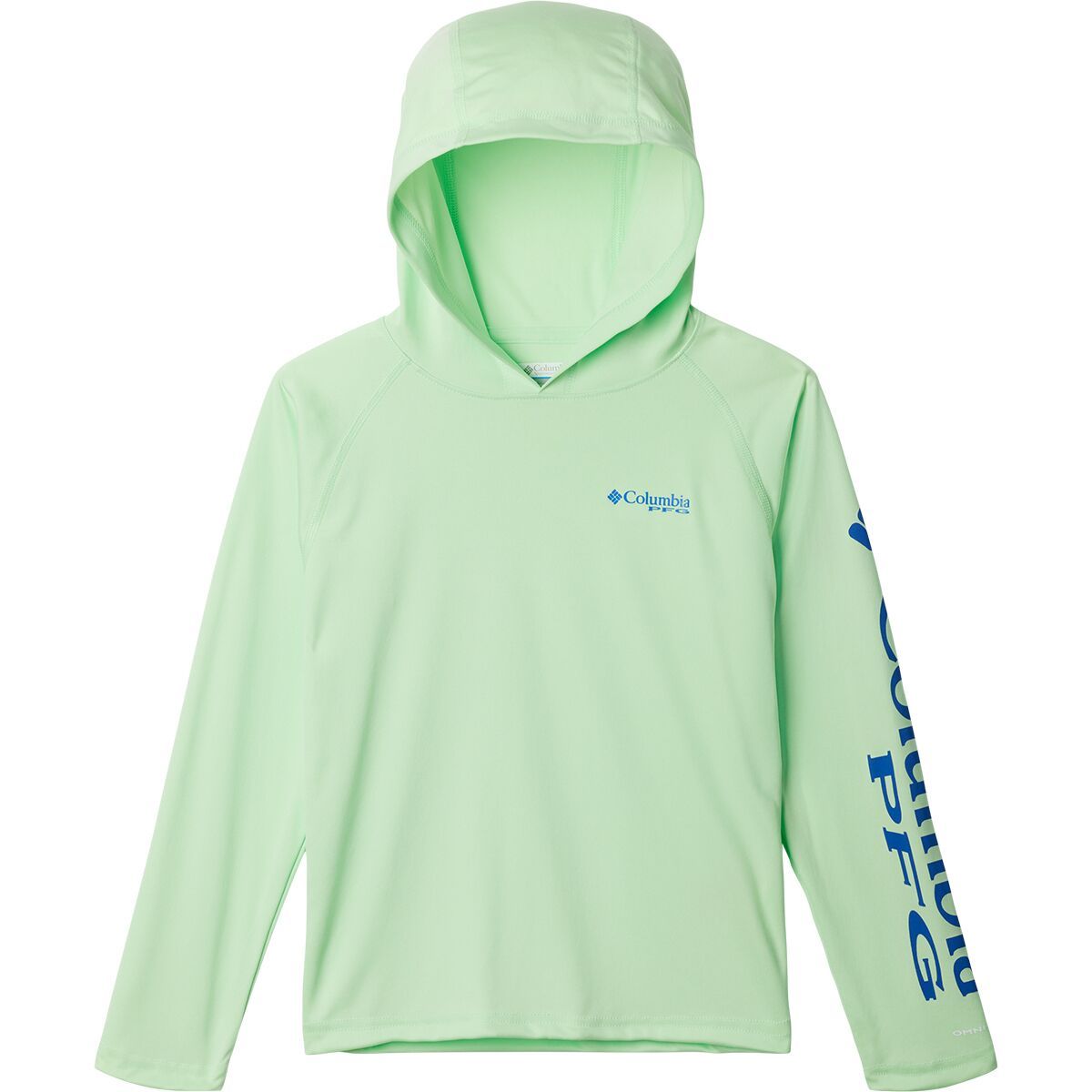 Image of Columbia Terminal Tackle Hooded Shirt - Boys' Key West/Vivid Blue Logo, L