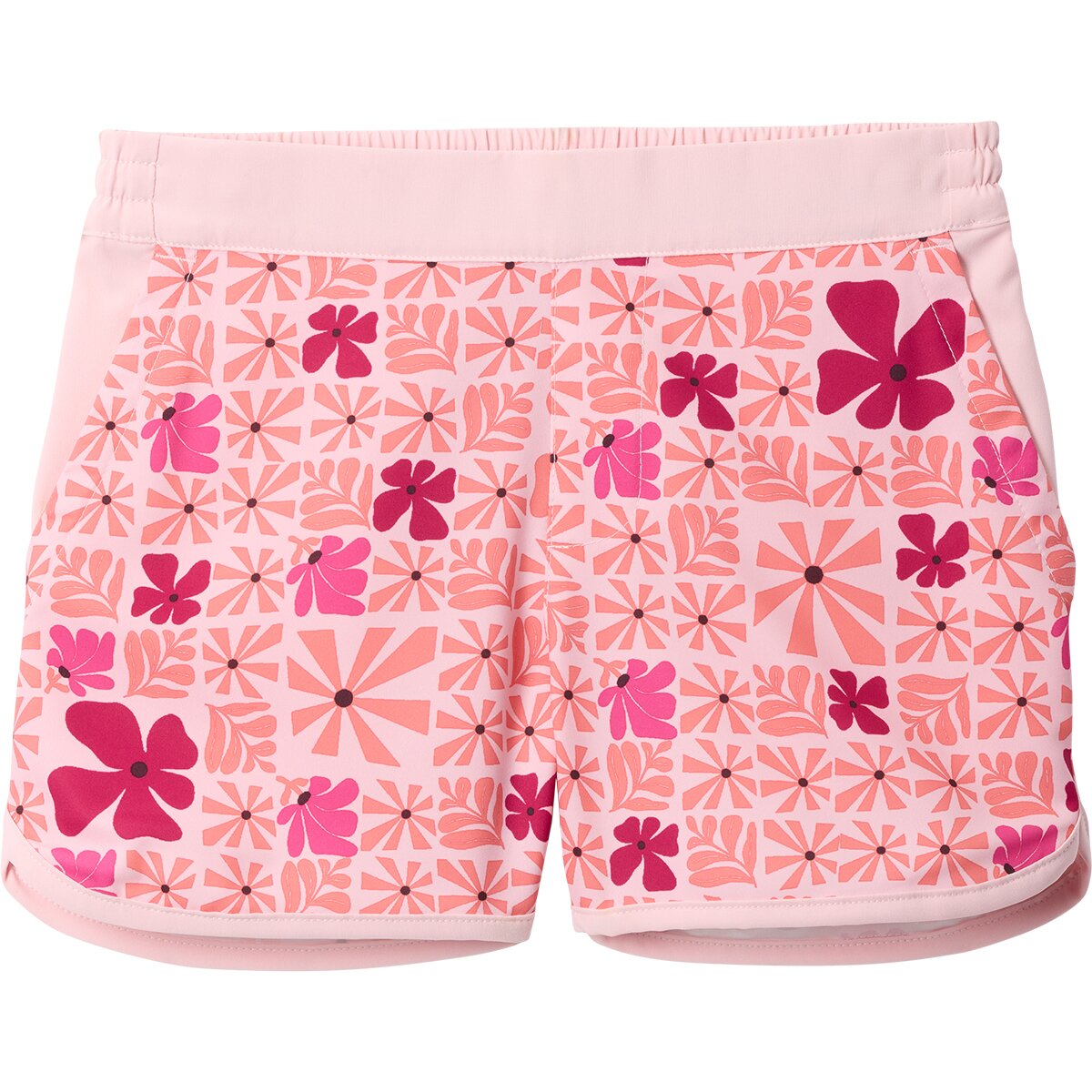 Image of Columbia Sandy Shores Boardshort - Girls' Satin Pink Sunbursts/Satin Pink, M