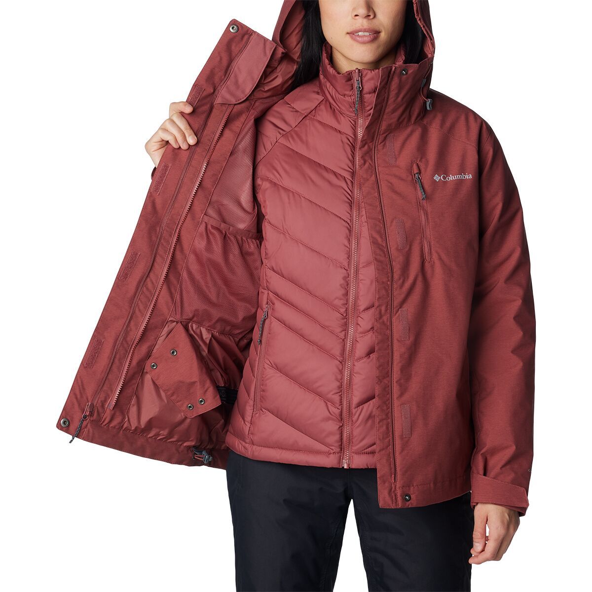 Columbia Whirlibird IV Interchange Hooded 3-in-1 Jacket - Women's Beetroot Crossdye, S