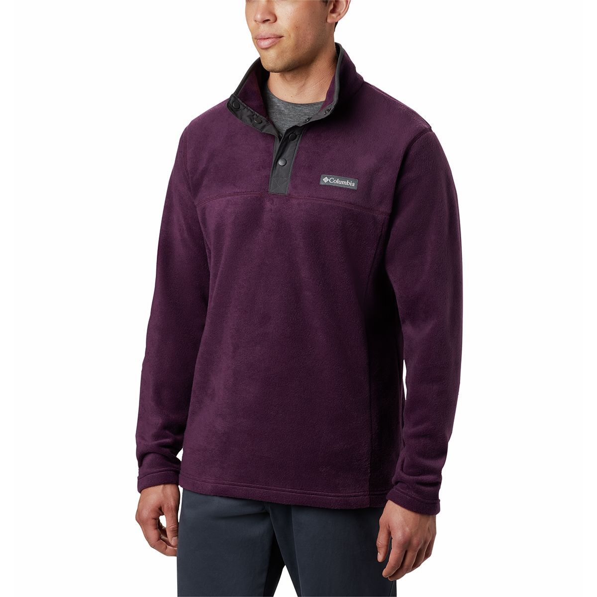 Columbia Steens Mountain 1/2-Snap Fleece Jacket - Men's Black Cherry/Shark, XXL