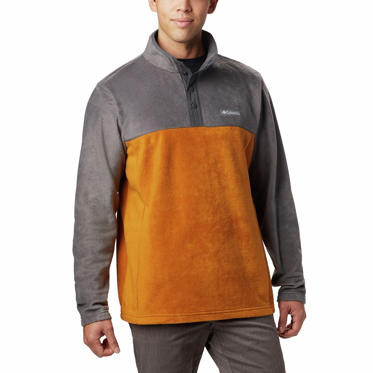 Columbia Steens Mountain 1/2-Snap Fleece Jacket - Men's Burnished Amber/Shark, S