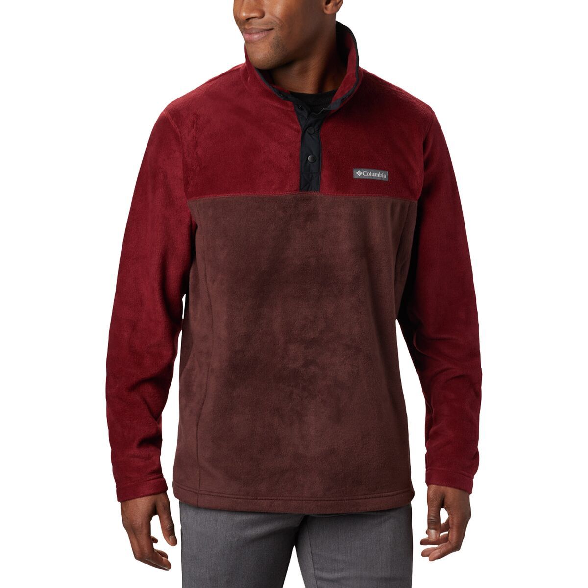 Columbia Steens Mountain 1/2-Snap Fleece Jacket - Men's Red Lodge/Red Jasper/Black, S
