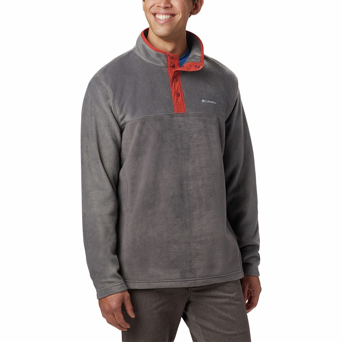 Columbia Steens Mountain 1/2-Snap Fleece Jacket - Men's Shark/City Grey/Carnelian Red, XL
