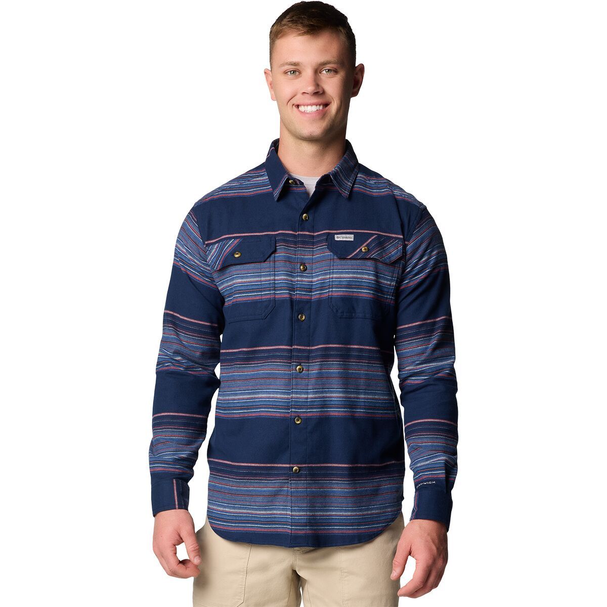 Columbia Flare Gun Stretch Flannel Shirt - Men's Collegiate Navy Vista Stripe, XXL