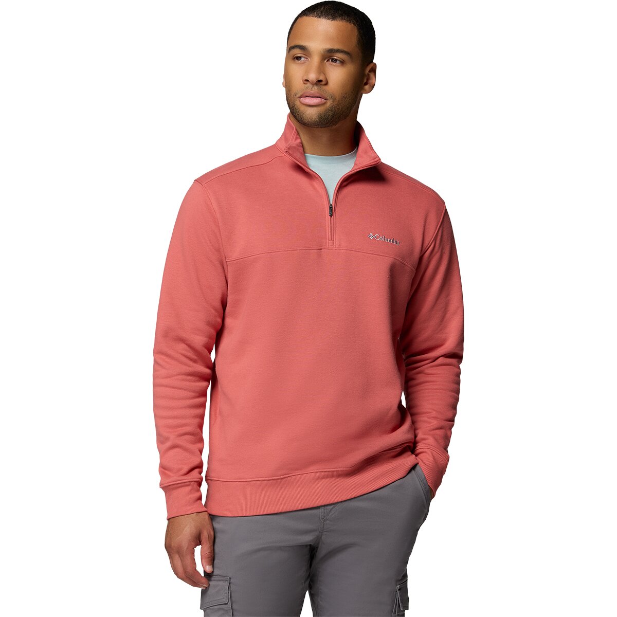 Image of Columbia Hart Mountain II 1/2-Zip Fleece Jacket - Men's Washed Red Heather, L
