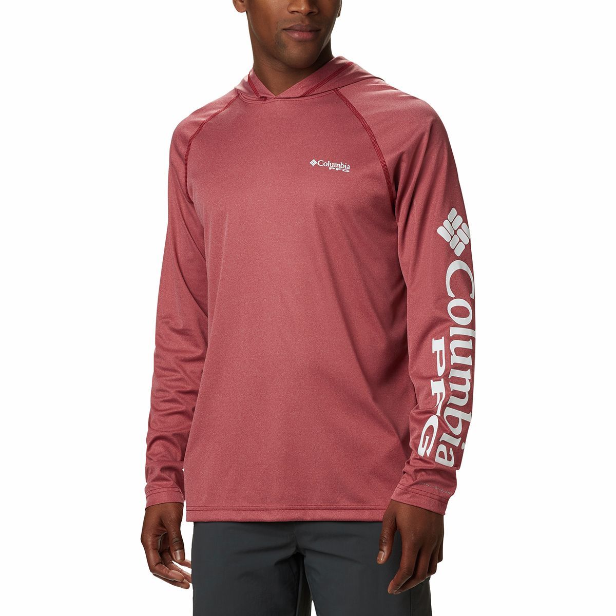 Columbia Terminal Tackle Heather Hoodie - Men's Beet Heather/White Logo, M