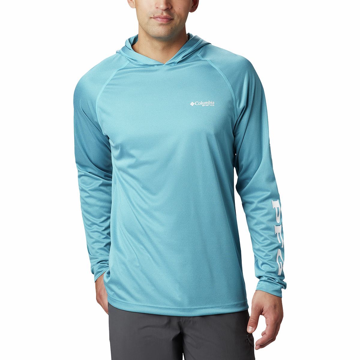 Columbia Terminal Tackle Heather Hoodie - Men's Dark Turquoise Heather/White Logo, XL