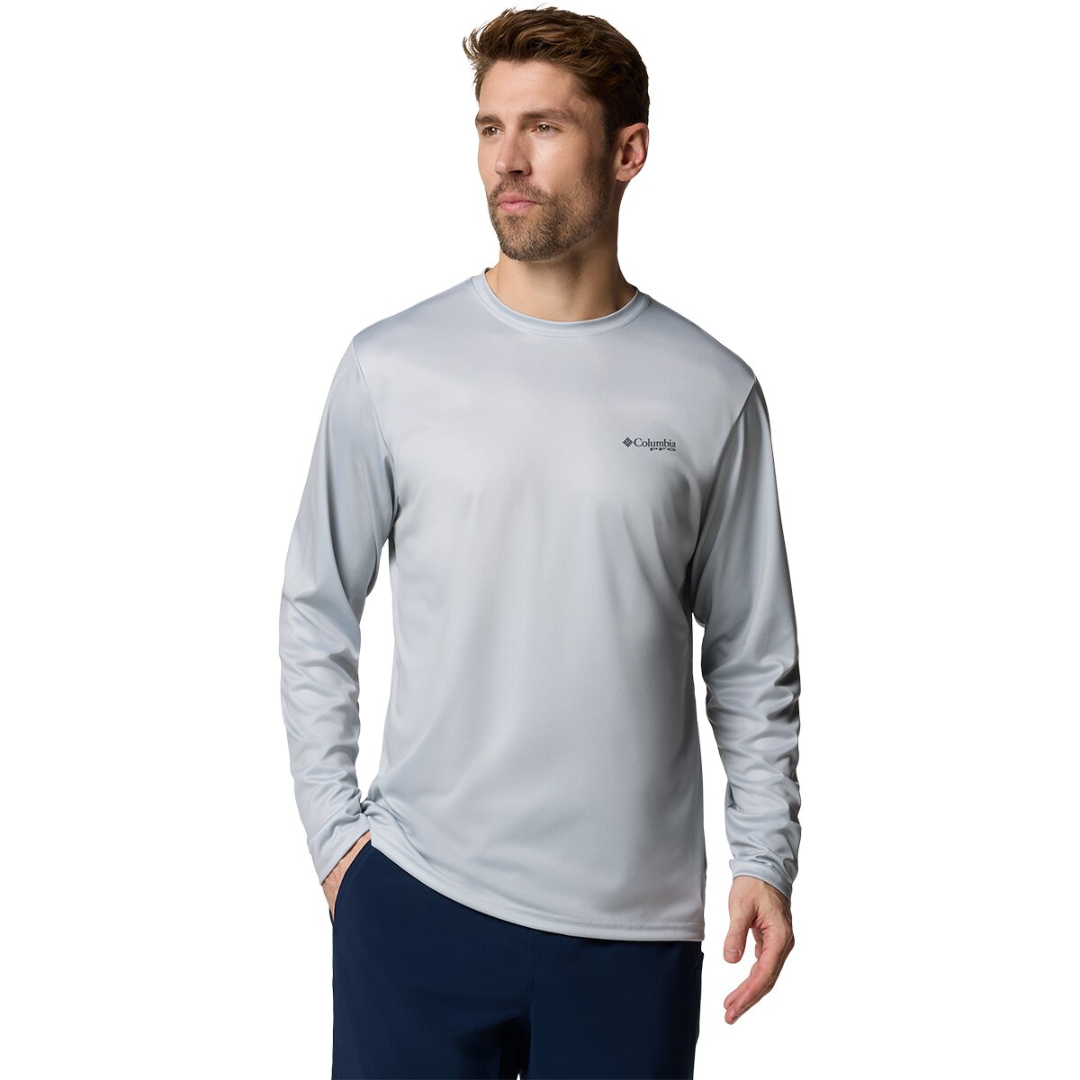Image of Columbia Terminal Tackle PFG Fish Flag Shirt - Men's Cool Grey/Black Bass Lures, M