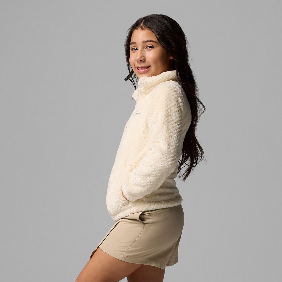 stargirl11/18オリーブ色SサイズFuzzykon変形ジャケット Columbia Fire Side Sherpa Hybrid Full-Zip Fleece Jacket - Girls