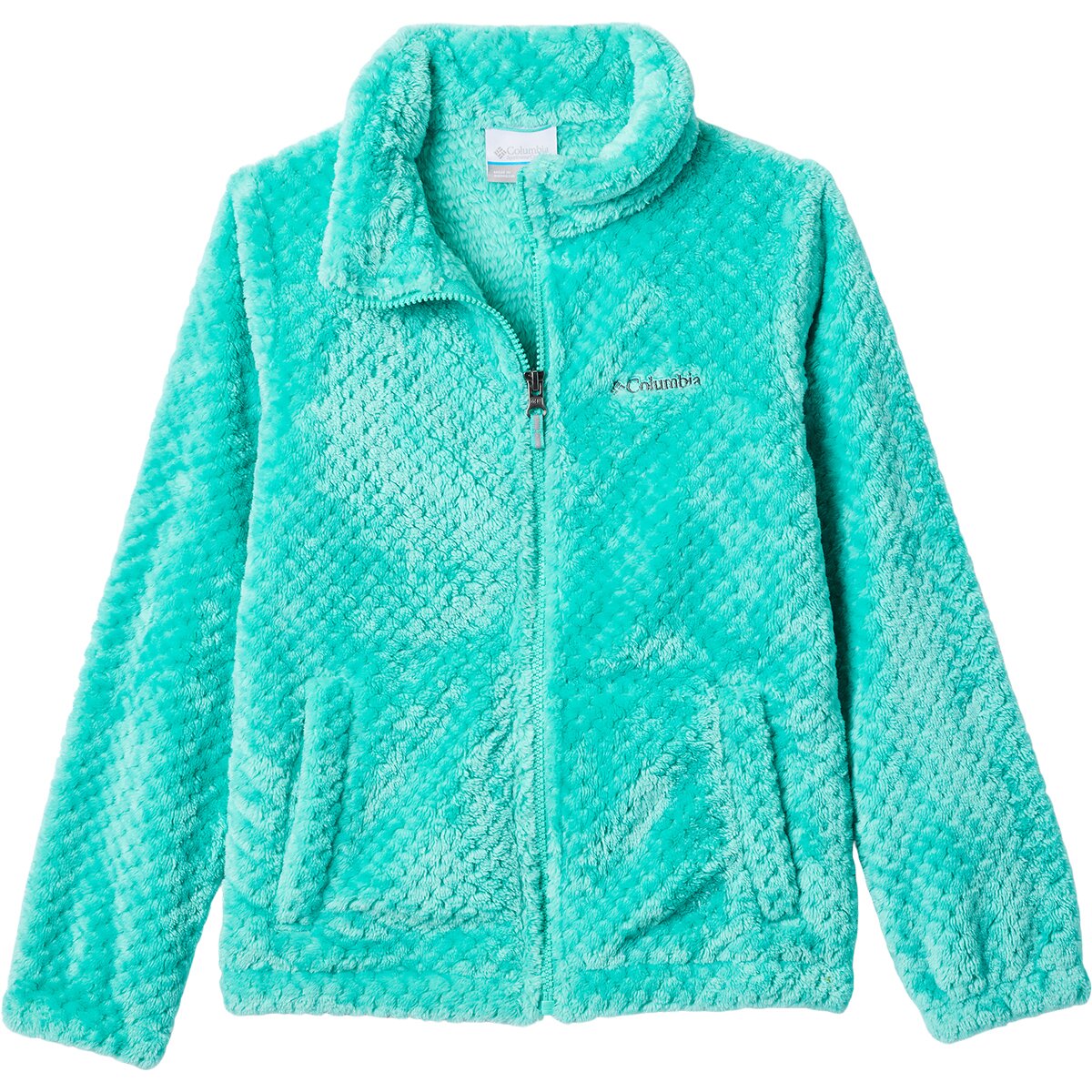 Image of Columbia Fire Side Sherpa Hybrid Full-Zip Fleece Jacket - Girls' Dolphin, S