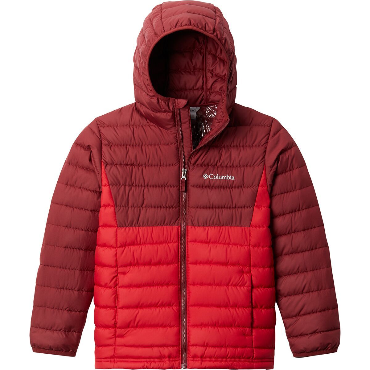 Columbia Powder Lite Hooded Insulated Jacket - Boys' Mountain Red/Red Jasper, XS