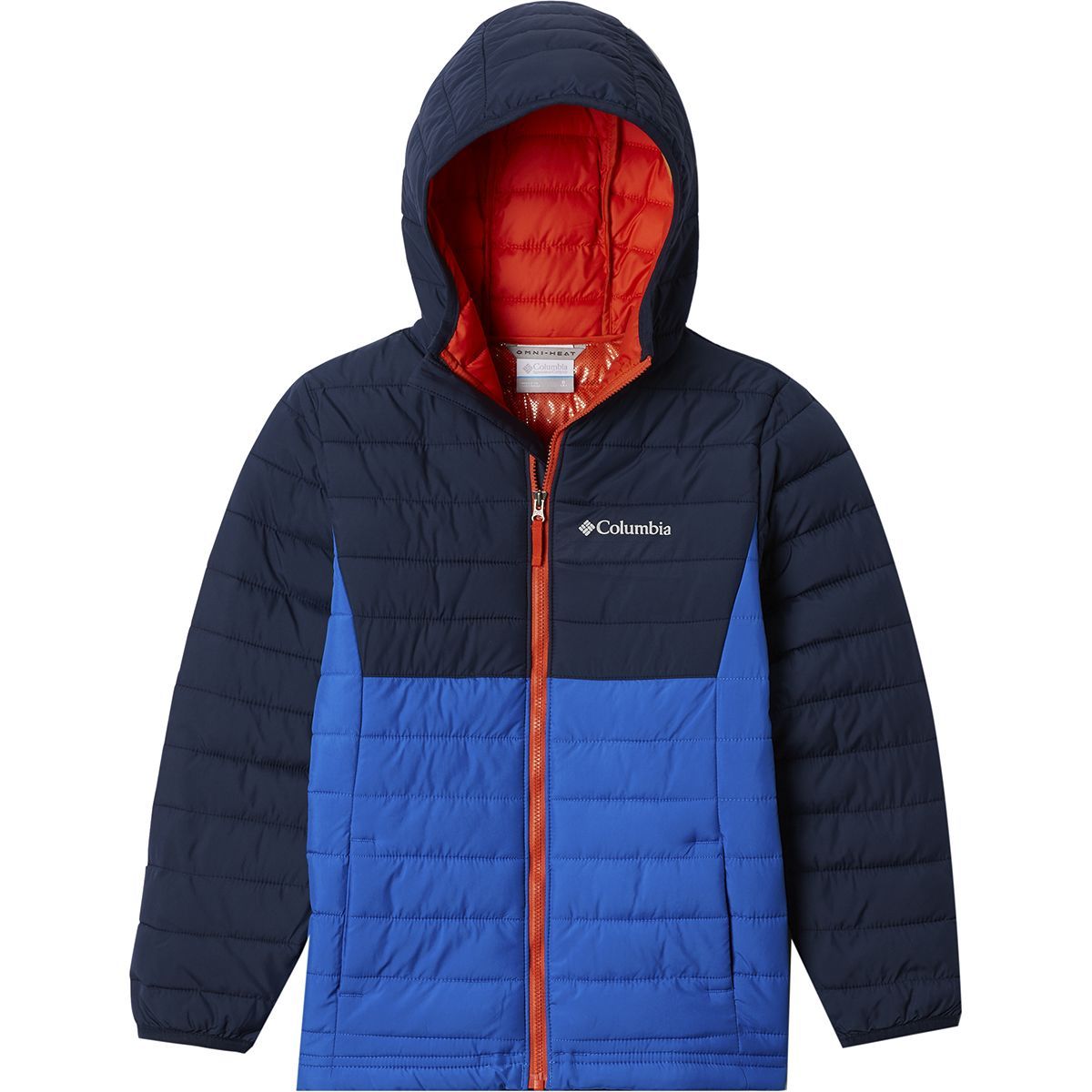 Columbia Powder Lite Hooded Insulated Jacket - Boys' Super Blue/Collegiate Navy, XL