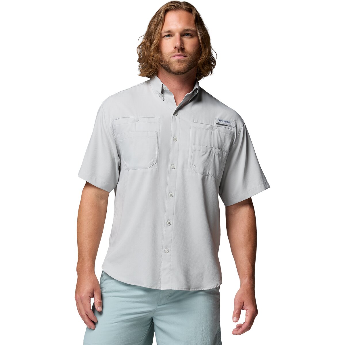 Image of Columbia Tamiami II Short-Sleeve Shirt - Men's Cool Grey, L