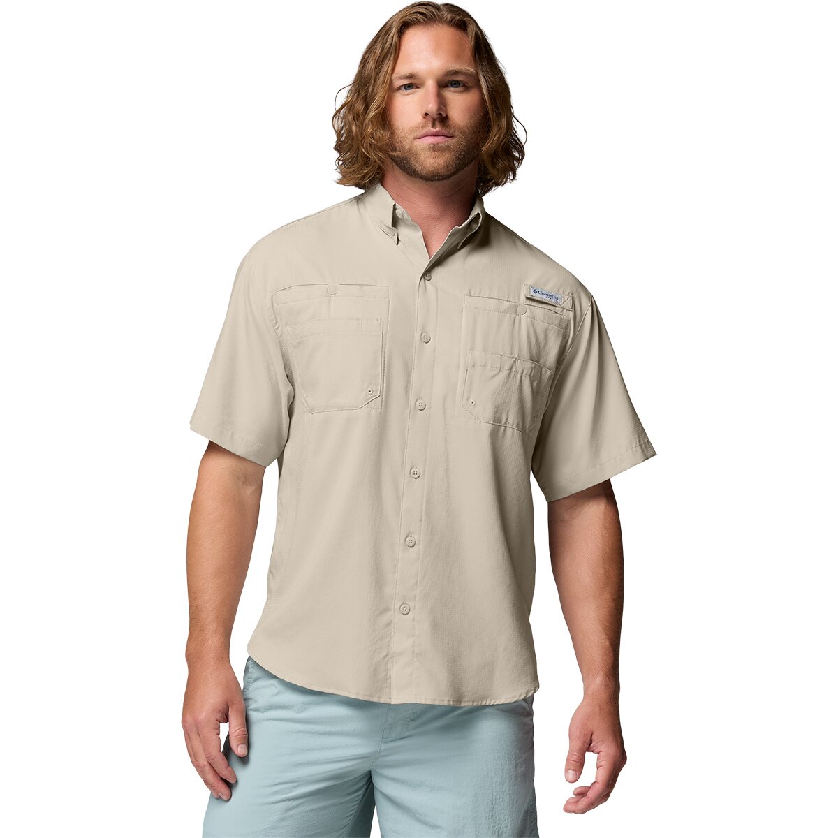 Image of Columbia Tamiami II Short-Sleeve Shirt - Men's Fossil, XXL