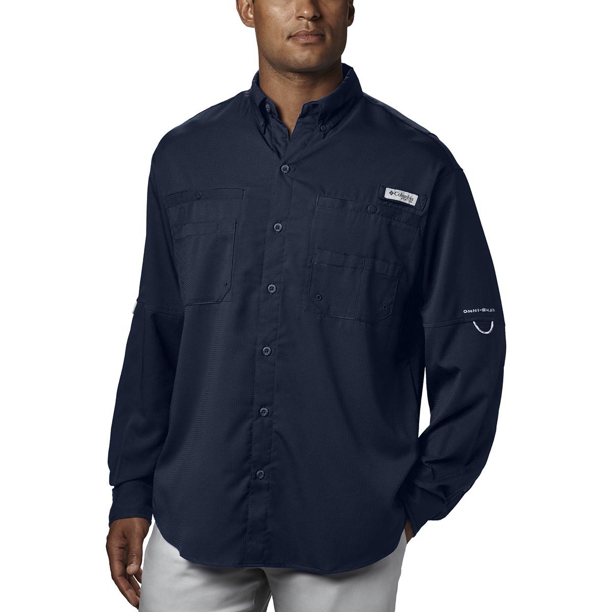Image of Columbia Tamiami II Long-Sleeve Shirt - Men's Collegiate Navy, M