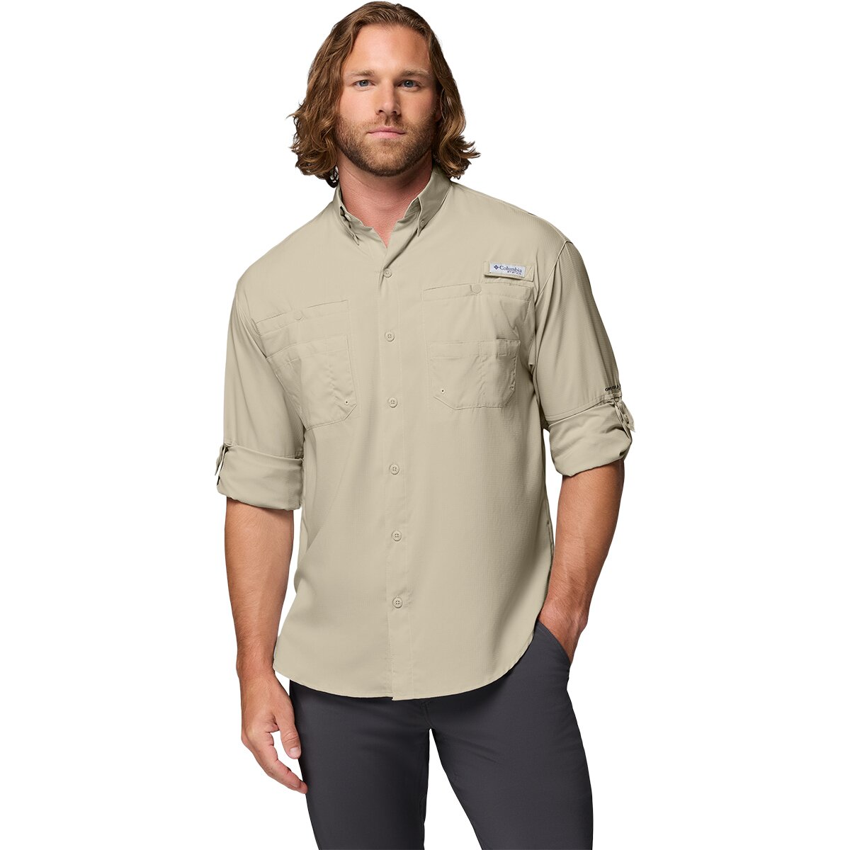 Image of Columbia Tamiami II Long-Sleeve Shirt - Men's Fossil, S