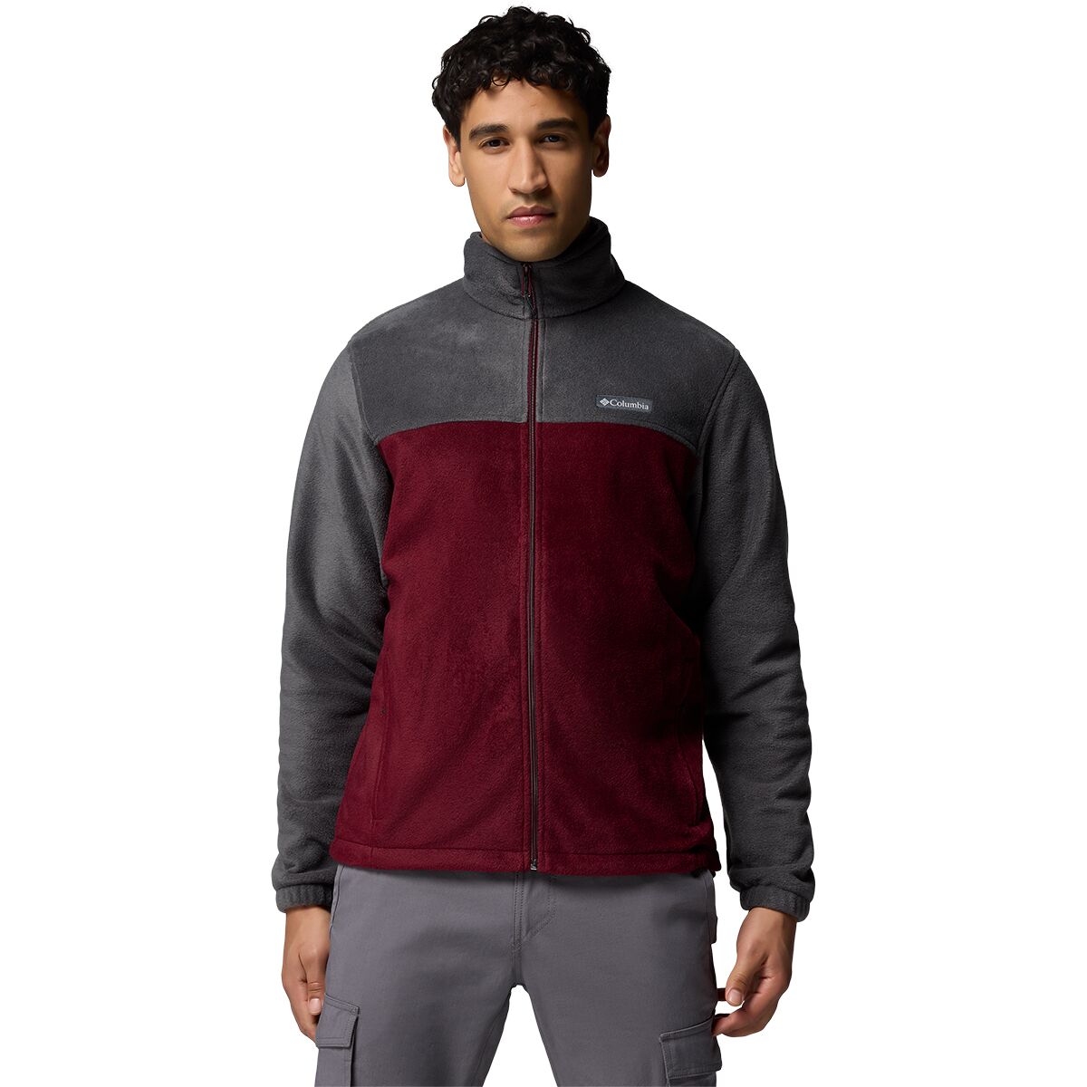 Image of Columbia Steens Mountain Full-Zip 2.0 Fleece Jacket - Men's Shark/Rich Wine, S