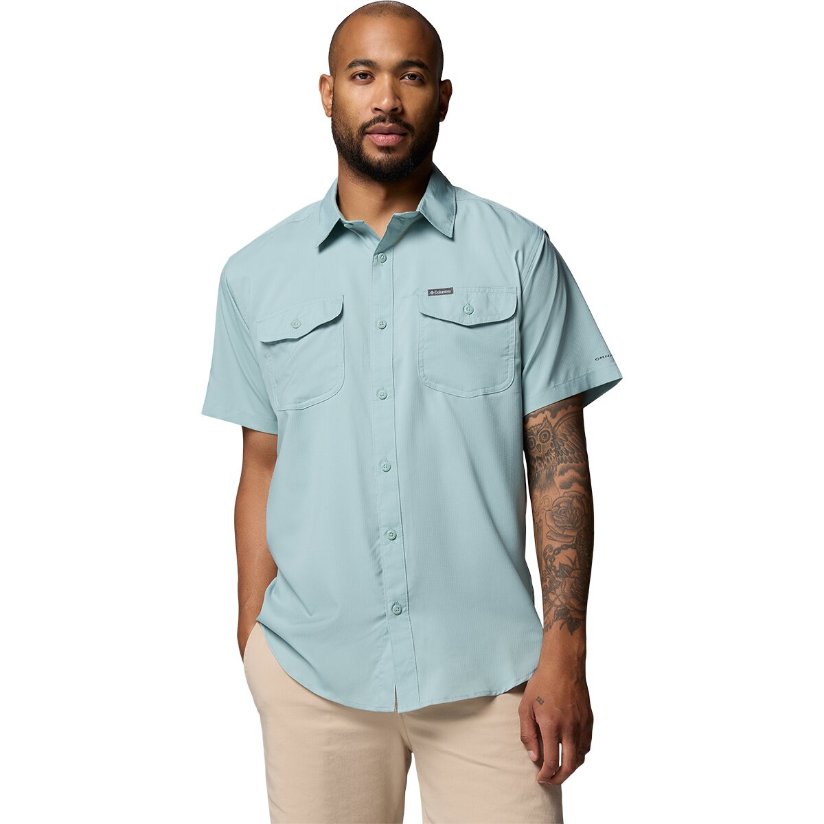 Image of Columbia Utilizer II Solid Short-Sleeve Shirt - Men's Crushed Blue, M