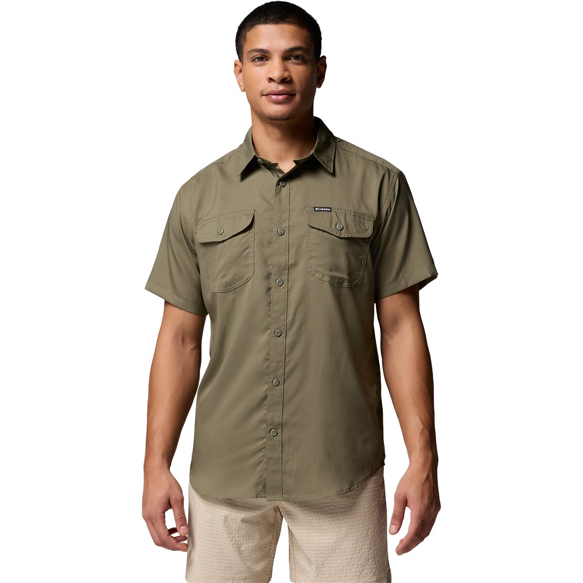 Image of Columbia Utilizer II Solid Short-Sleeve Shirt - Men's Stone Green, XL