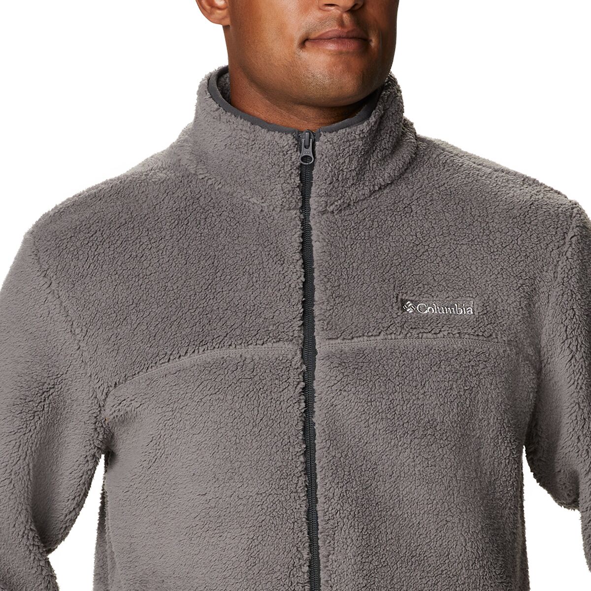 Columbia Men ' S Rugged Ridge II Sherpa Full Zip Fleece Jacket - City Grey / Shark