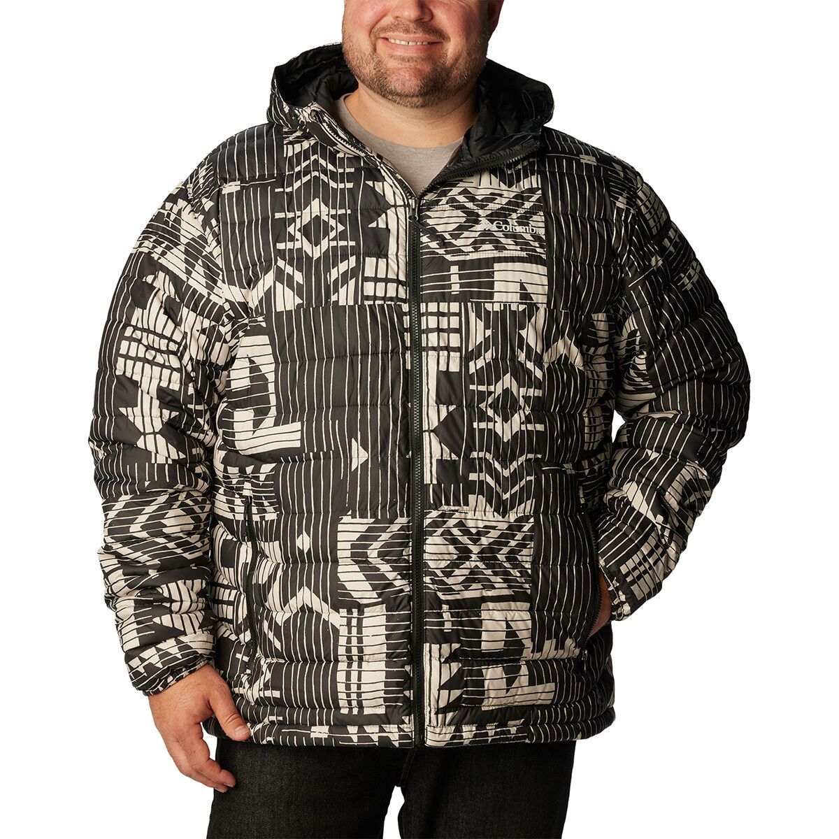 Columbia Powder Lite Hooded Jacket - Men's Black Passages Print, M