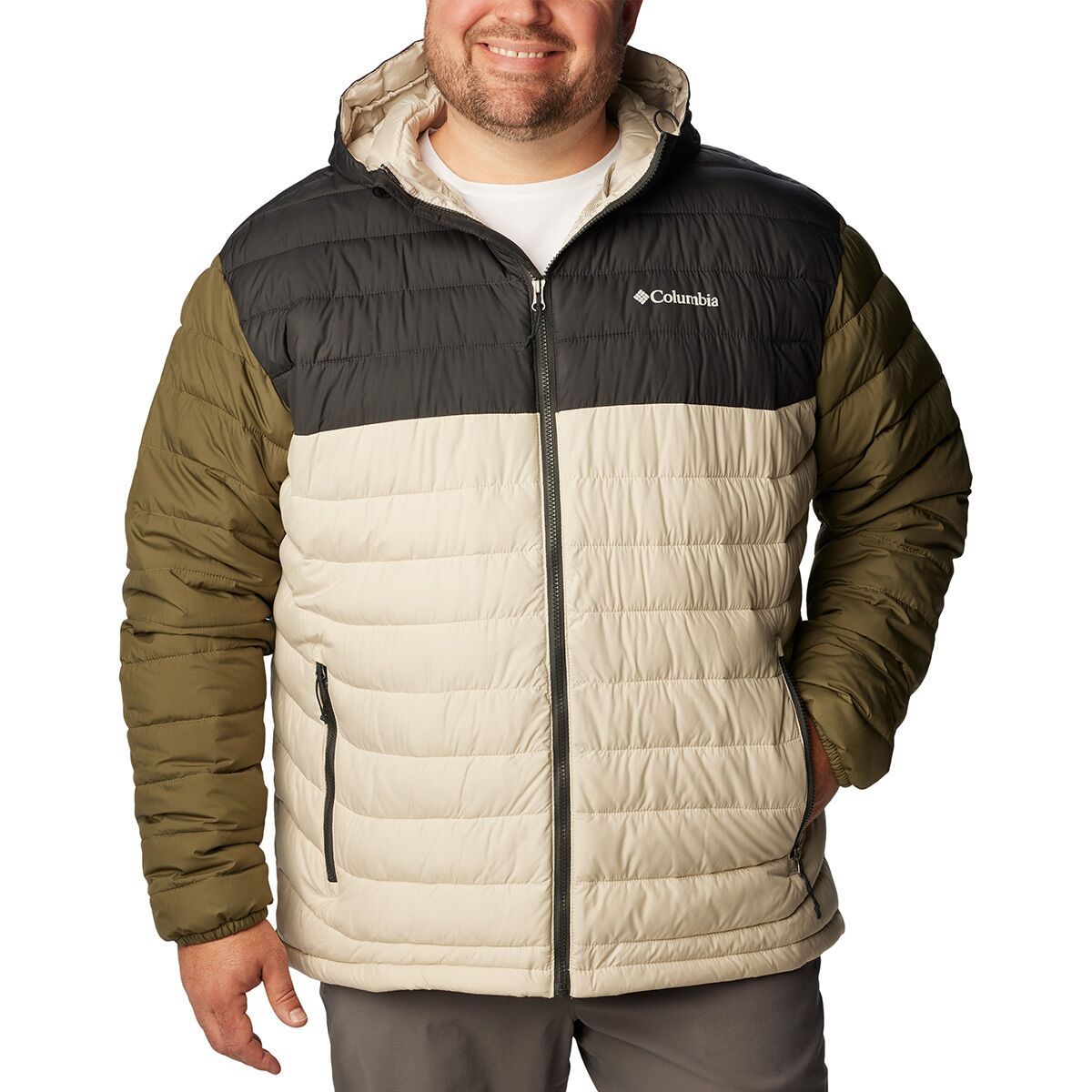 Columbia Powder Lite Hooded Jacket - Men's Dark Stone/Shark/Stone Green, S