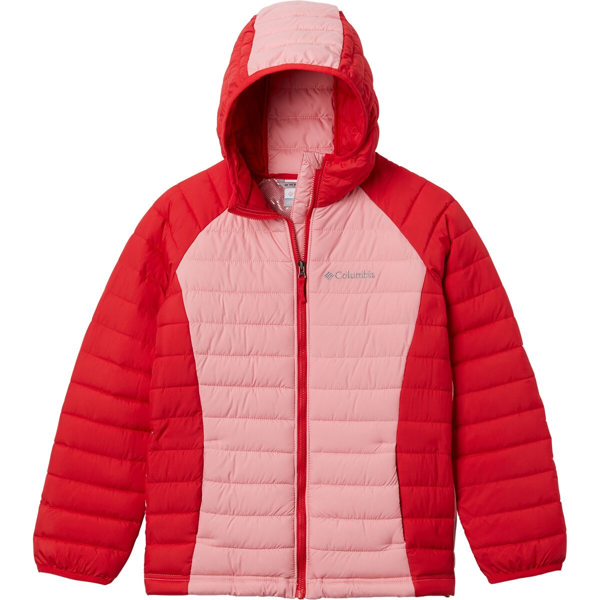 Columbia Powder Lite Insulated Hooded Jacket - Girls' Red Lily/Pink Orchid, XL