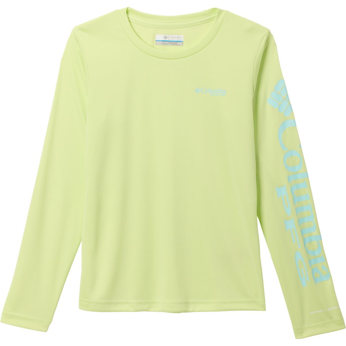 Columbia Tidal Long-Sleeve T-Shirt - Girls' Spring Yellow/Gulf Stream Logo, XL