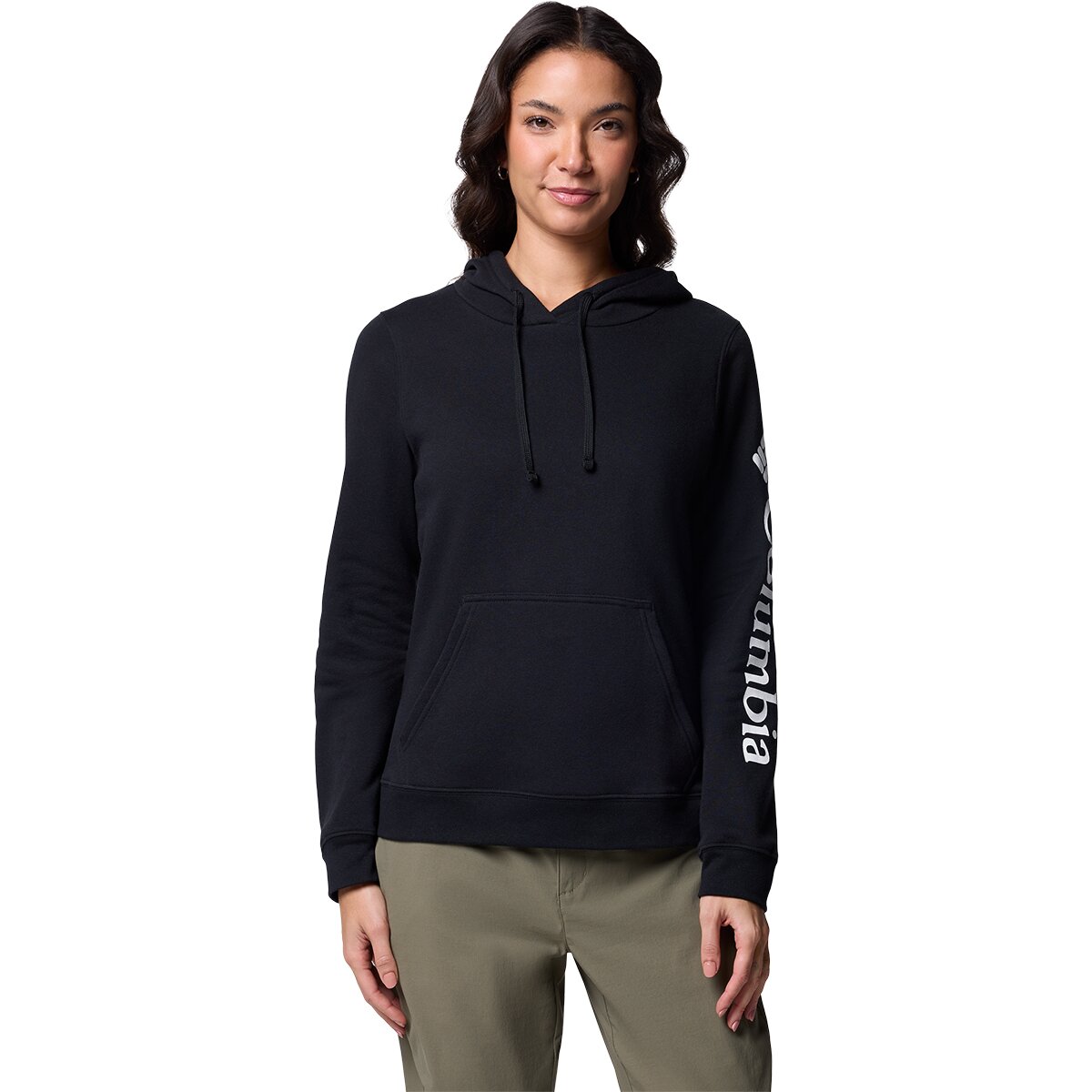 Columbia Trek Graphic Hoodie - Women's Black/Gem Columbia Sleeve, M