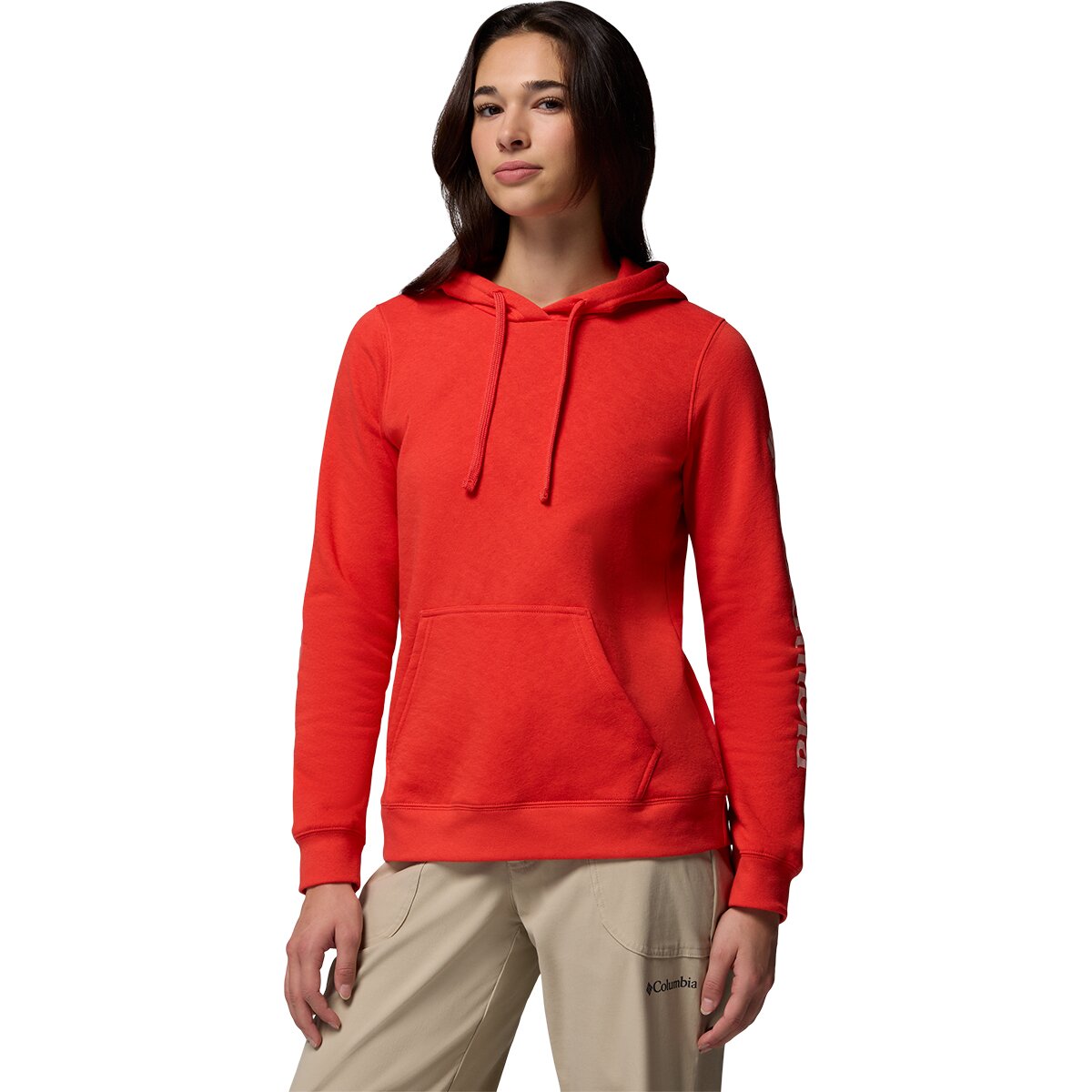 Columbia Trek Graphic Hoodie - Women's Poppy Red/Gem Columbia Sleeve, M