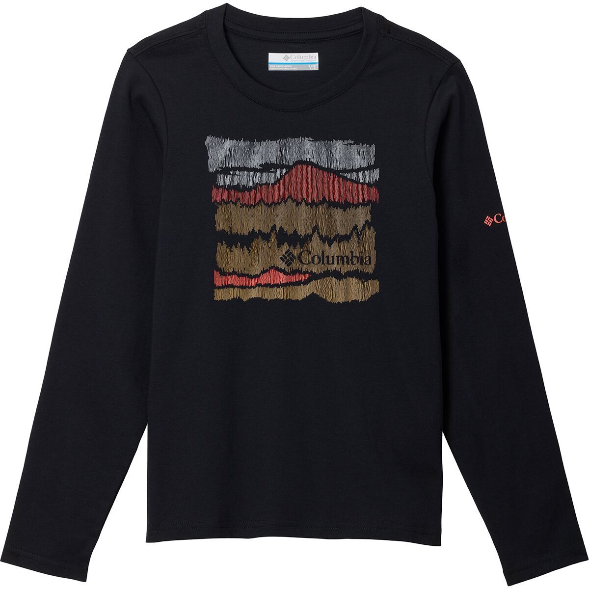 Image of Columbia Dobson Pass Long-Sleeve Graphic T-Shirt - Kids' Black/Hillscape, M