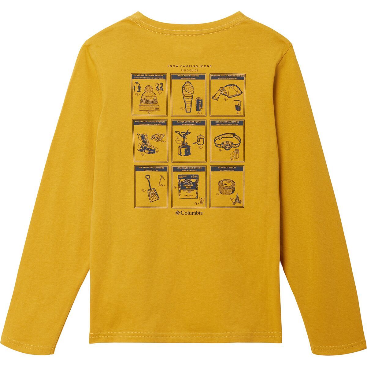 Columbia Dobson Pass Long-Sleeve Graphic T-Shirt - Kids' Raw Honey/Outdoor Fun Icons, XXS