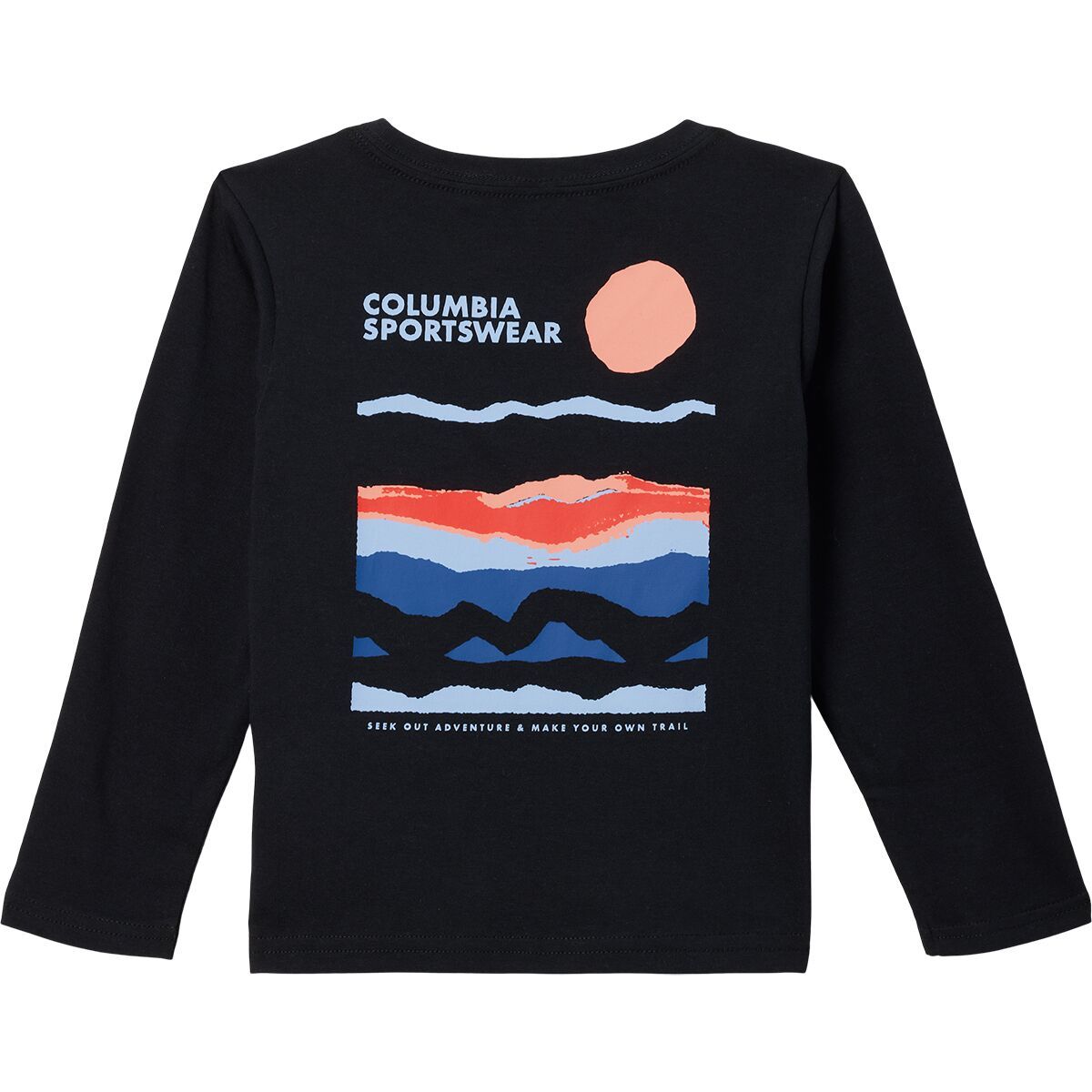 Image of Columbia Dobson Pass Long-Sleeve Graphic T-Shirt - Toddlers' Black/Torn Sunscape, 2T