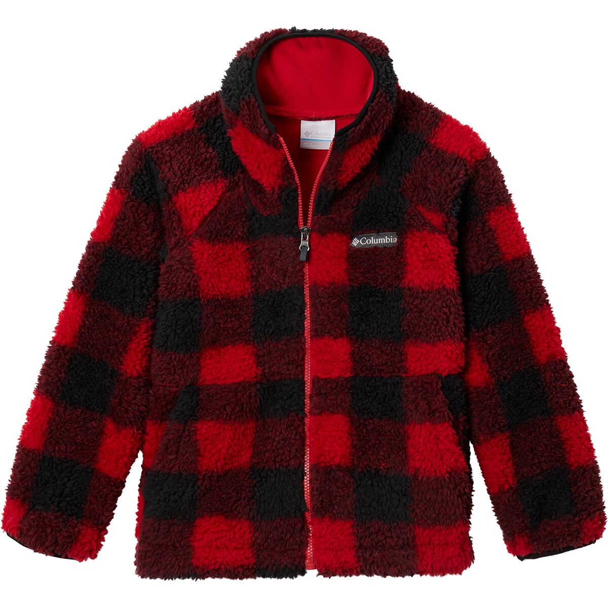 Columbia Winter Pass Printed Sherpa Full-Zip Jacket - Boys' Mountain Red CHECK, S