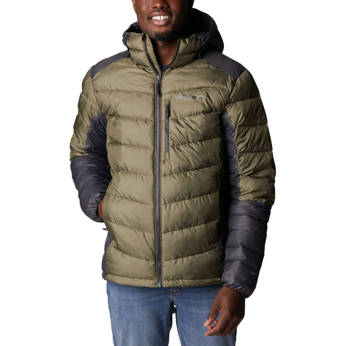 Columbia Labyrinth Loop Hooded Jacket - Men's Stone Green/Shark, S