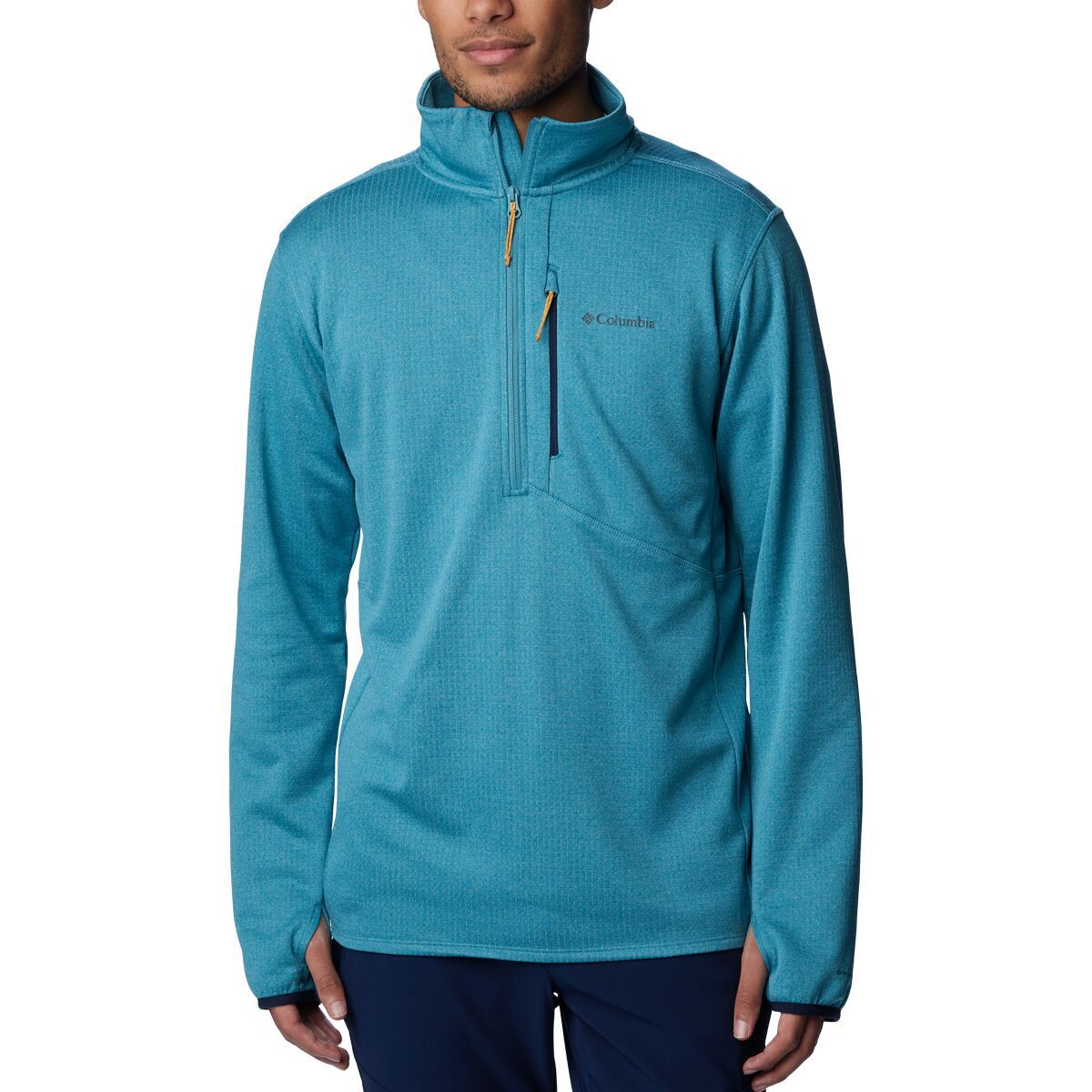 Columbia Park View 1/2-Zip Fleece - Men's Shasta Heather/Collegiate Navy, S