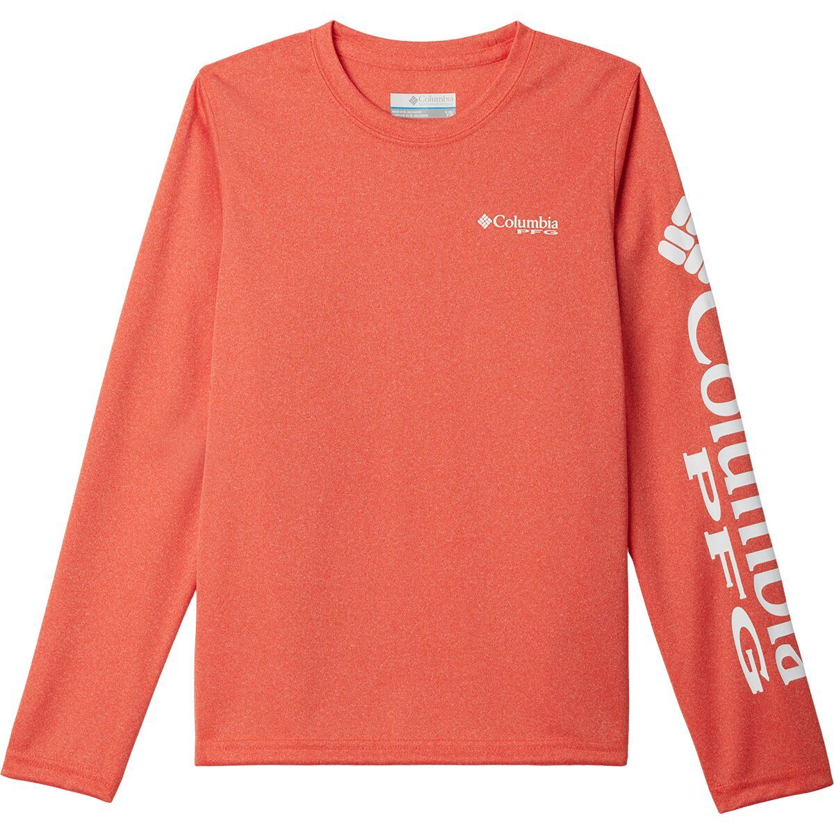 Image of Columbia Terminal Tackle Heather Long-Sleeve Shirt - Boys' Bright Poppy Heather/White Logo, XL