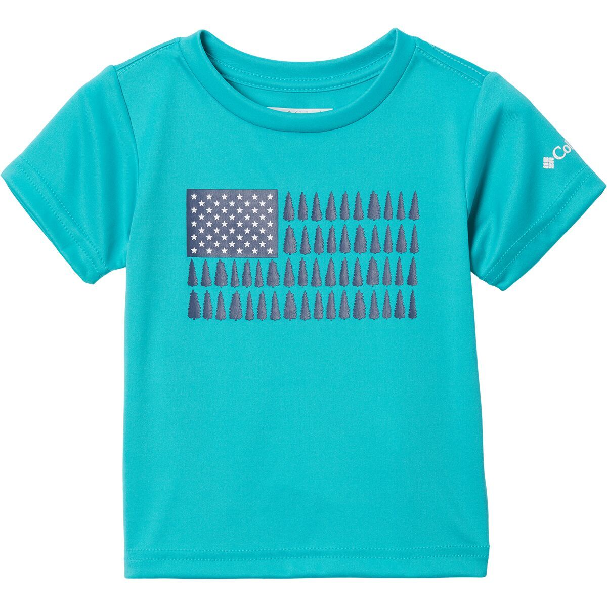 Image of Columbia Grizzly Ridge Short-Sleeve Graphic Shirt - Toddler Boys' Bright Aqua/Patriotic Pines Graphic, 2T