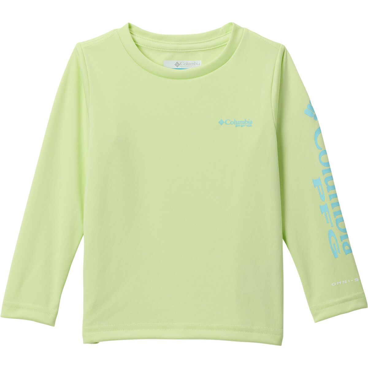 Image of Columbia Tidal Tee Long-Sleeve T-Shirt - Toddler Girls' Spring Yellow/Gulf Stream Logo, 4T