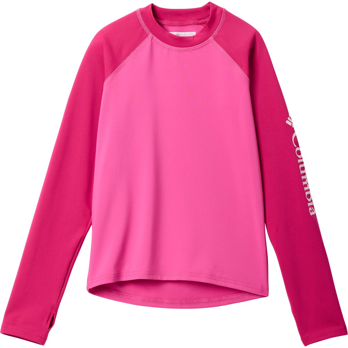 Image of Columbia Sandy Shores Long-Sleeve Sunguard - Kids' Pink Ice/Guava Pink, M