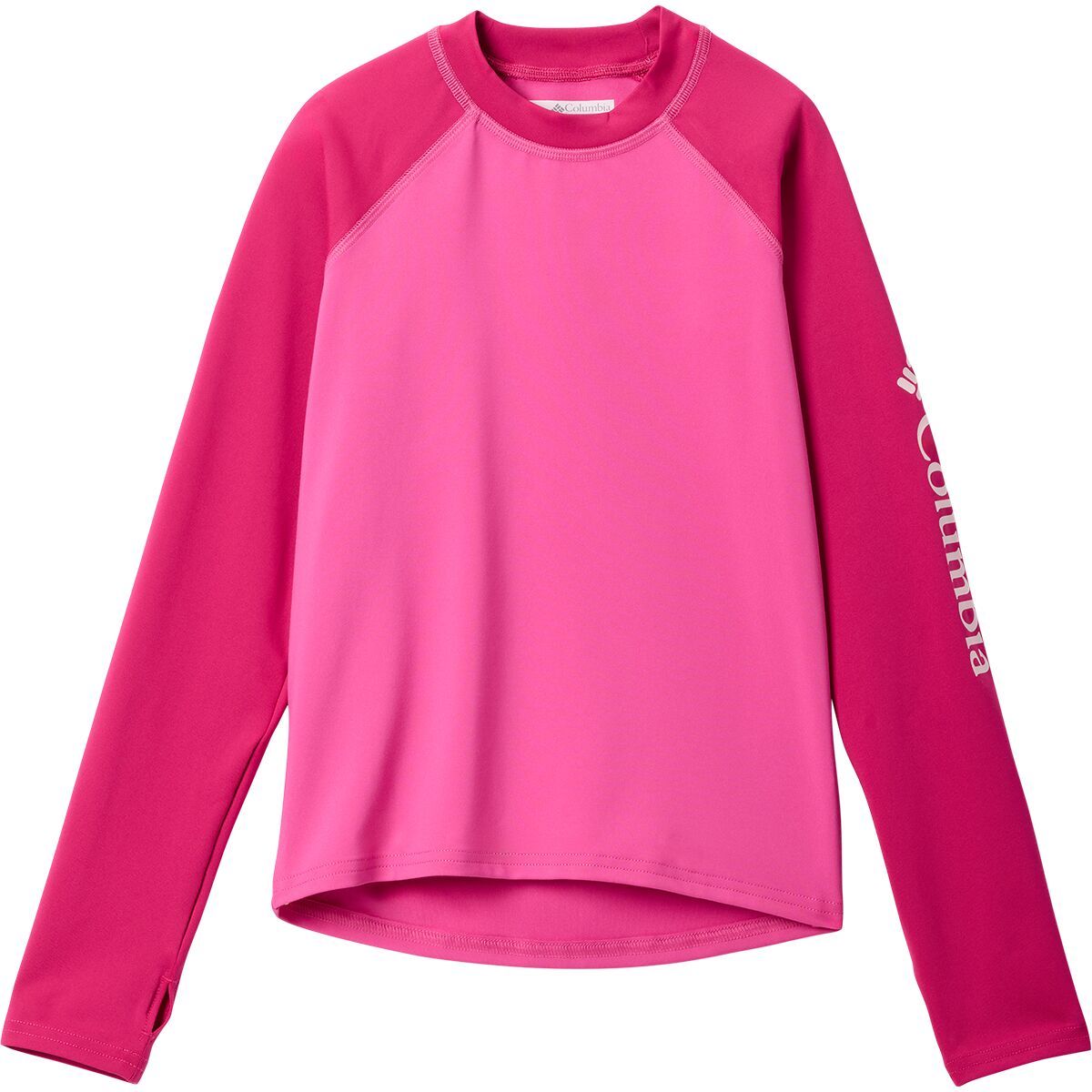 Image of Columbia Sandy Shores Long-Sleeve Sunguard - Kids' Pink Ice/Guava Pink, XL