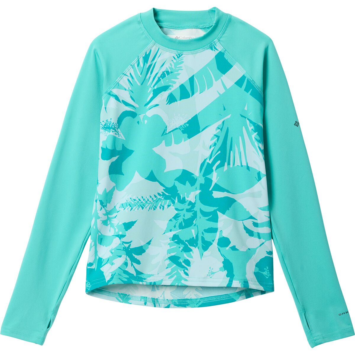 Image of Columbia Sandy Shores Printed Long-Sleeve Sunguard - Kids' Dolphin Botaniflage/Dolphin, XL