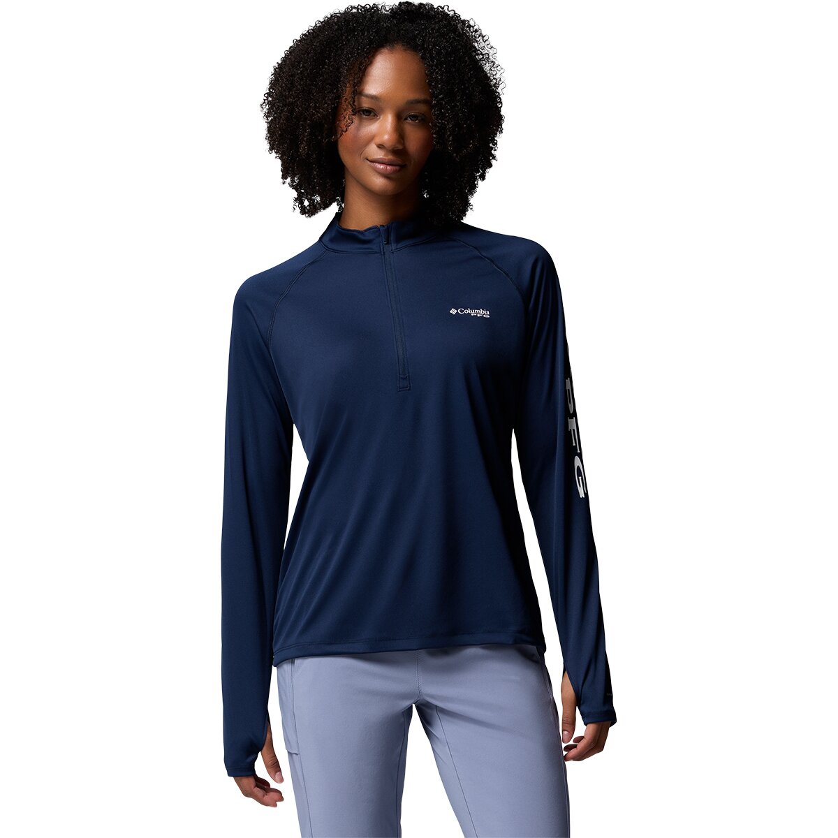 Columbia Tidal 1/4-Zip T-Shirt - Women's Collegiate Navy/White Logo, M