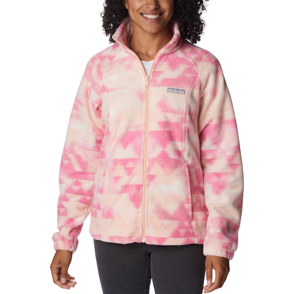 Columbia Benton Springs Printed Full-Zip Jacket - Women's Peach Blossom/Distant Peaks, L