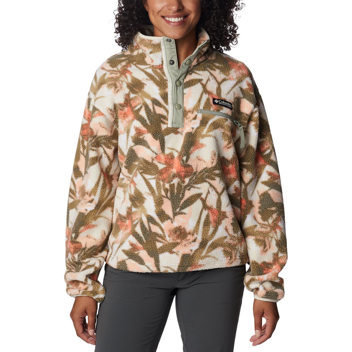 Columbia Helvetia Cropped Half Snap Pullover - Women's Chalk/Floriculture, L
