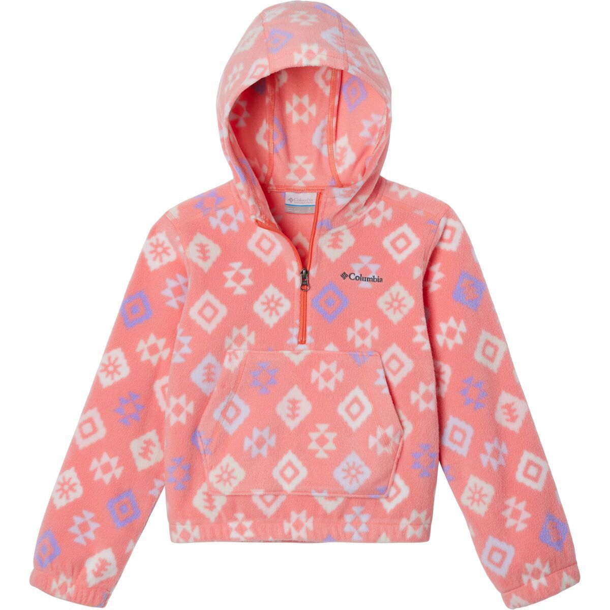 Image of Columbia Benton Springs 1/2-Zip Hooded Pullover - Girls' Hot Coral Hinterland, XL