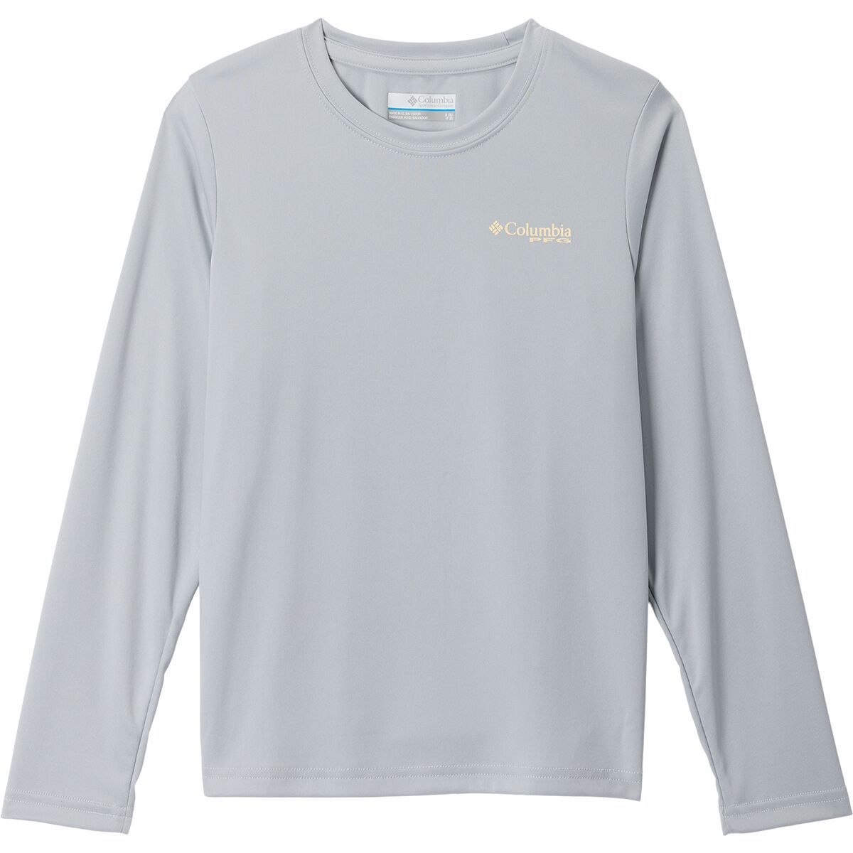 Image of Columbia Terminal Tackle PFG Fish Flag Long-Sleeve Shirt - Boys' Cool Grey/Crushed Blue Trout + Flies, L
